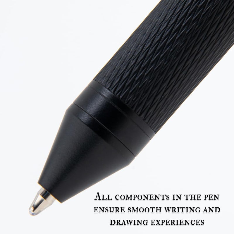 Monteverde USA Quadro 4-in-1 Multifunction Pen - Black Finish - Three Ballpoint Colors & Mechanical Pencil - Durable Brass Barrel with Knurled Grip - Portable & Refillable - Image 2